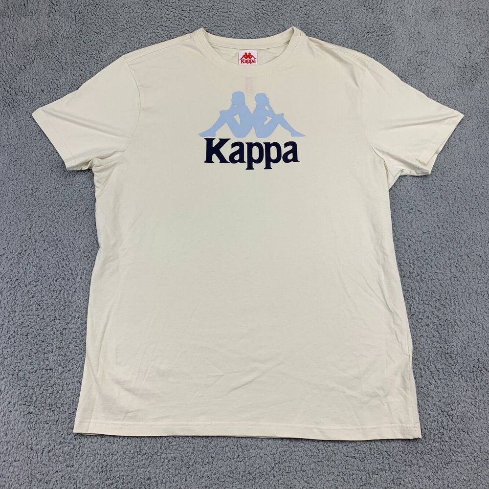 NEW Kappa T-Shirt Women's 2XL Cream Short Sleeve Crew Neck Trucker 100% Cotton